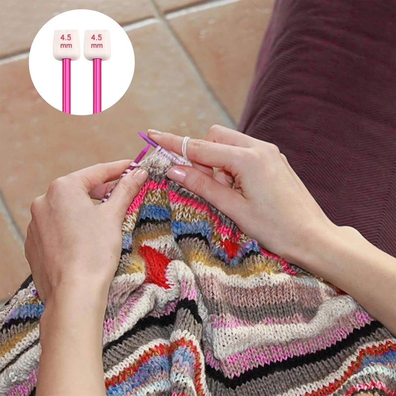 BCMRUN 28Pcs/14 Pairs Stainless Steel Knitting Needles Set, Colored Straight Single Pointed Metal Knitting Needles, 14 Size from 2.0mm-10.0mm, 13.8 Inches Length for Handmade DIY Knitting (35cm) - Image 4